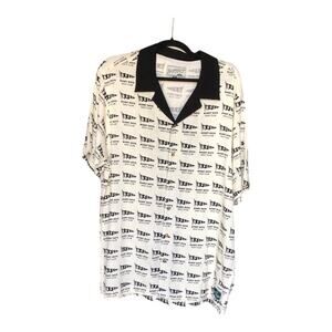 Bogey Boys Golf Club All Over Print Shirt White Rayon Short Sleeve Mens Sz Large